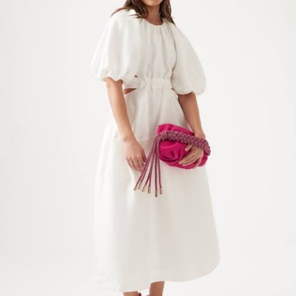 Aje Mimosa Cut Out Midi Dress - ivory - size 8 - Picture 6 of 7